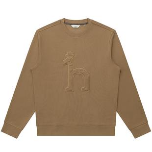 Hazzys哈吉斯秋季男装休闲圆领通勤上衣纯色长袖大LOGO纯棉卫衣潮