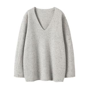 萨琪尼“打底之王2.0”100%纯山羊绒宽松针织V领羊绒毛衣女