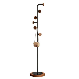 中古风复古小型衣架落地卧室立式衣帽架客厅实木挂衣架高级感极简