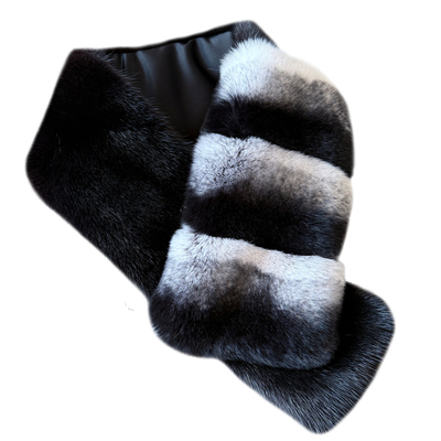 水貂獭兔毛奢华皮草吸扣保暖围巾