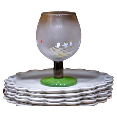 手绘月器童趣果汁酒杯