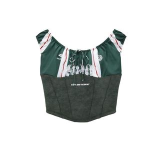 REVAN芮范设计师款辣妹球衣风印花短单衣RL30801199