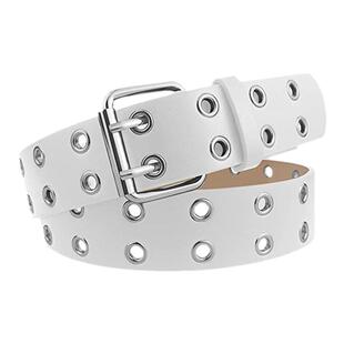 双排扣铆钉腰带免打孔升级加长版朋克风牛仔裤裤带双针扣金属皮带