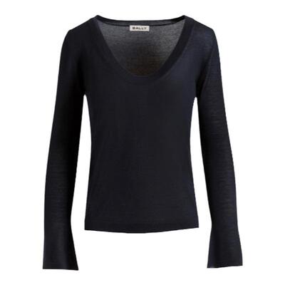 BALLY巴利深蓝色山羊绒针织衫
