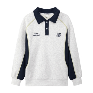 左西童装男童加绒POLO衫儿童卫衣秋冬装2025新款大童保暖冬季外套