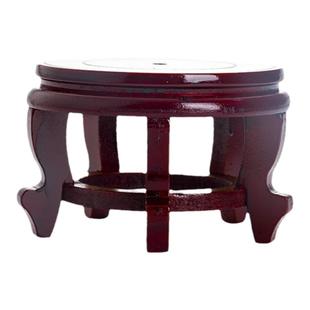 圆形花瓶酒坛花盆鱼缸摆件底座压缩木质高脚花架铜器增高托盘架子