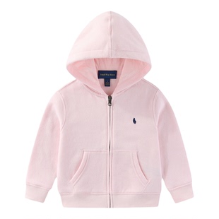 RL112男女童小马拉链连帽卫衣抓绒春秋外套中大童厚抓毛