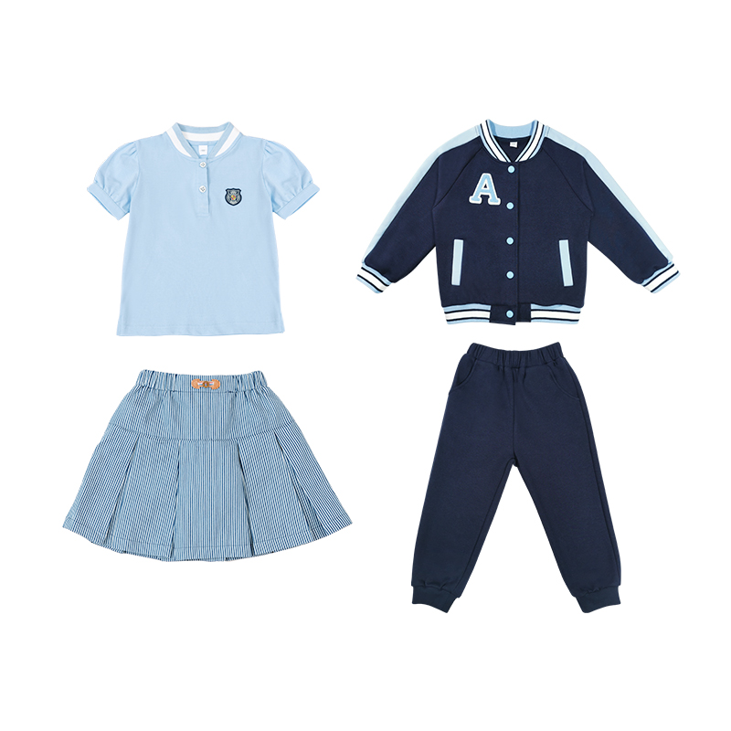 一年級小學(xué)生運(yùn)動套裝幼兒園六一畢業(yè)演出合唱服班服純棉棒球服夏