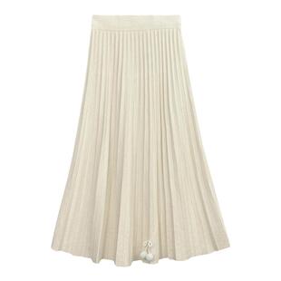 甜心轰炸机日系甜美毛球针织高腰显瘦半身裙女春冬季A字中长裙子