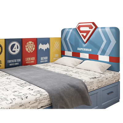 榻榻米软包墙围男孩儿童房靠背板卡通床头防撞墙贴垫自粘定制