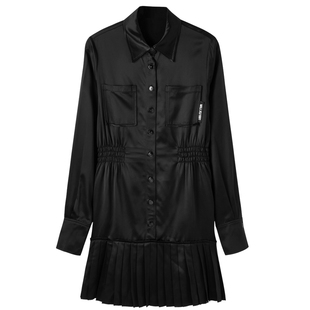 U/TI联名款黑色醋酸垂坠光泽感连衣裙女潮休闲裙尤缇时尚春季新款