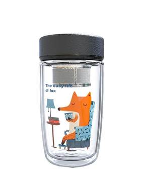 cupmystery双层隔热手绘玻璃杯