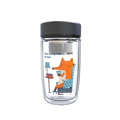 cupmystery双层隔热手绘玻璃杯