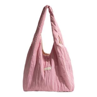 橙子少女帆布包大容量新款百搭粉色单肩包包上课通勤托特包购物袋