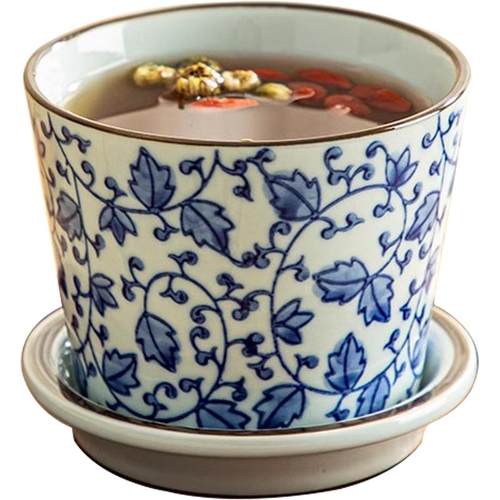 主人杯青花瓷日式陶瓷茶杯带盖茶碗复古咖啡杯喝茶小杯子猪口杯