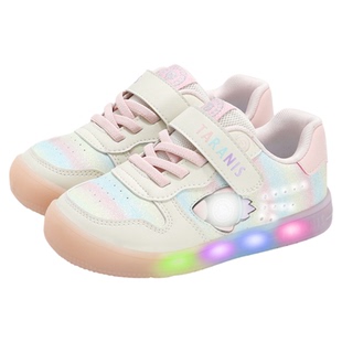 泰兰尼斯儿童闪灯鞋春季新款女童板鞋可控开关闪灯鞋防滑儿童鞋子