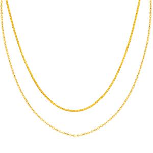 老庙黄金O字链黄金项链足金素链锁骨颈链肖邦链百搭链女礼物官方