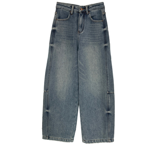 保暖密密绒弯刀裤冬季无弹加绒阔腿牛仔裤女保暖显瘦垂感宽松长裤