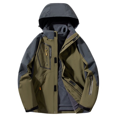 稻草人新款冬季户外冲锋衣男款三合一可拆卸外套防风防水女士夹克