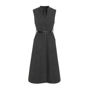 「秋冬叠穿」 1130秋冬季无袖长款毛呢马甲连衣裙垂感搭配外套