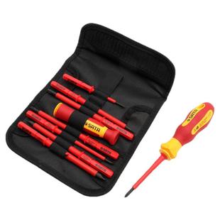 世达绝缘螺丝刀套装十字一字花形09034vde可换头起子电工专用工具