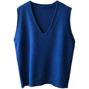 春秋爆款炸街叠穿宽松落肩薄款V领羊绒线马甲背心女外搭毛衣坎肩