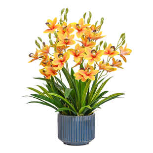 高档大盆蕙兰花仿真花艺摆设客厅家居摆件酒店前台装饰花假花插花