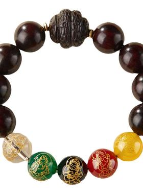 小叶紫檀手串文玩转运珠貔貅手链