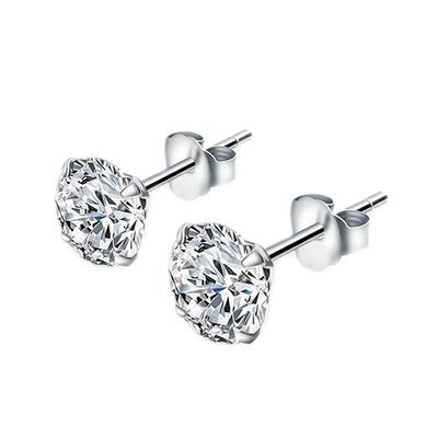 锆石耳钉s999女纯银水钻耳骨钉