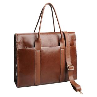 商务真皮女包2025新款手提牛皮公文包女单肩电脑包通勤律师文件包