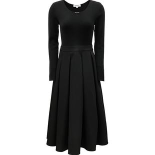 Vero Moda连衣裙秋冬针织拼接百褶裙赫本小黑裙优雅气质324346030