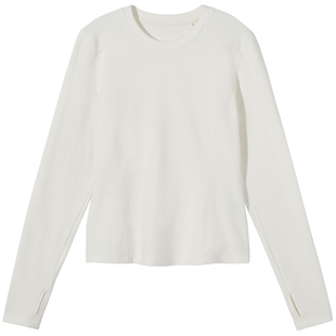 热风2025年冬季新款女士圆领长T直筒型简约T恤长袖纯色打底衫