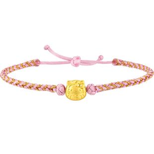 周生生三丽鸥家族Hello Kitty黄金达摩编织手绳手链93288B