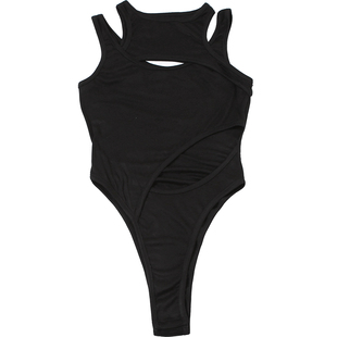 SylCue欧美风设计师款小众连体衣女镂空辣妹性感打底背心上衣夏季