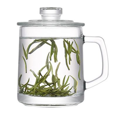 喜碧耐热玻璃家用带盖380ml茶杯