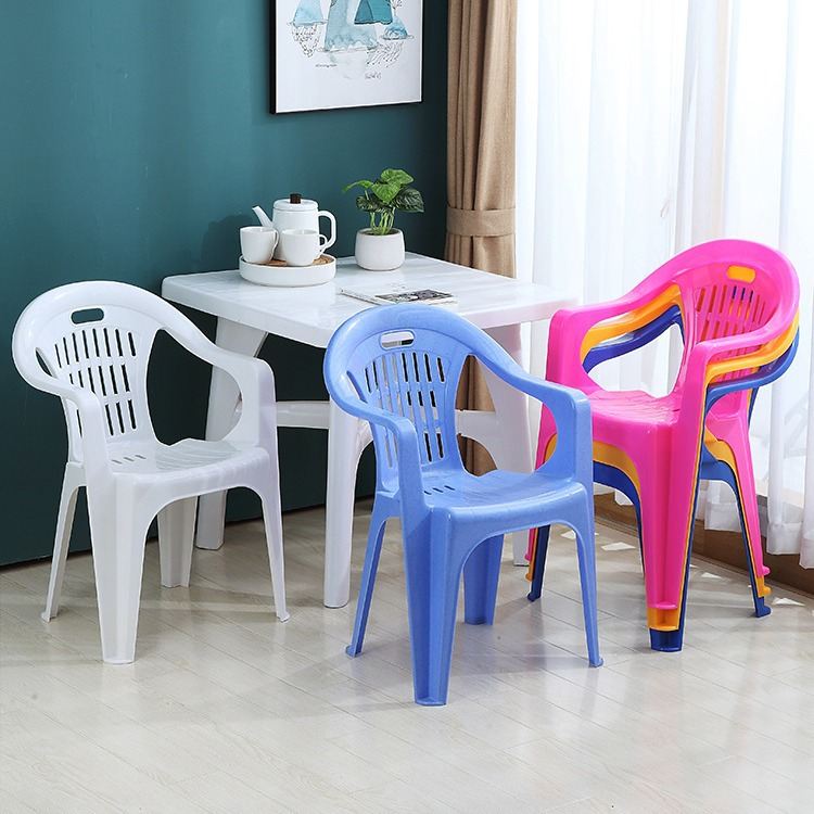 经济型塑料靠背椅子家用加厚餐椅夜市凳户外扶手椅成人饭店大排档