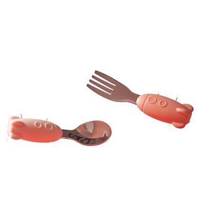 IKV爱咔威火箭不锈钢叉勺宝宝学吃饭训练勺子婴儿勺短柄儿童餐具