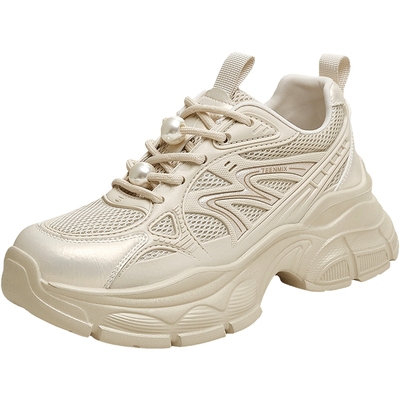 天美意秋新款休闲厚底百搭系带复古小个子女老爹鞋KD097CM5