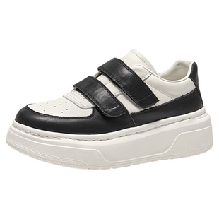 【头层牛皮】厚底小白鞋女2026春新款真皮魔术贴舒适百搭休闲女鞋