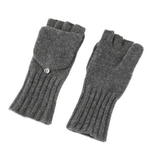 纯羊绒半指手套冬季女保暖露指翻盖半截长款女士羊毛学生写字手套