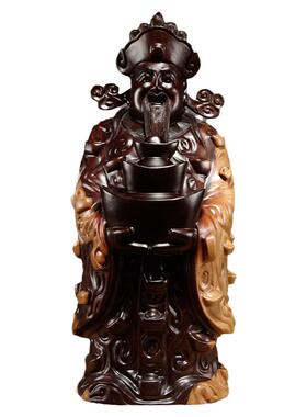 黑檀木雕财神爷佛像摆件供奉摆设