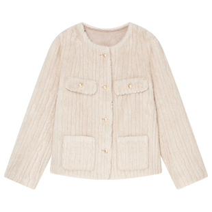 Goodland美地女装环保仿皮草外套女短款2025冬季新品LC35510390