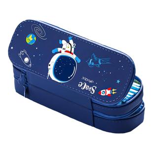 宇航员双层笔袋男孩高颜值大容量文具袋小学生简约笔盒ins系可爱多层铅笔盒儿童多功能文具盒2025年新款女孩