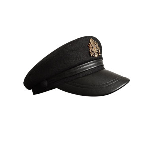 秋冬保暖贝雷帽黑色帽子呢子海军风帽复古男女保暖海军风鸭舌帽