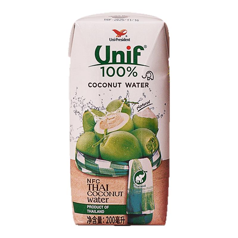 统一Unif泰国进口100%天然鲜椰子水无添加健身补水电解质饮品