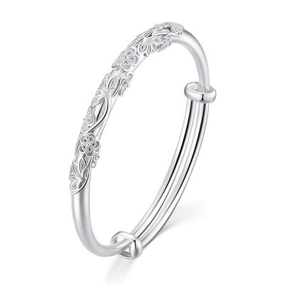 云金丽繁花似锦999足银手镯