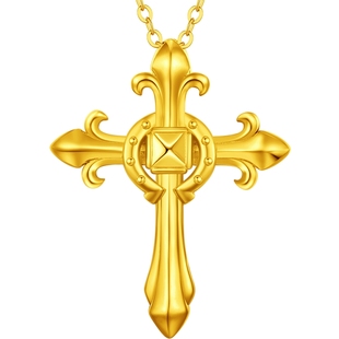 【新年礼物】周大福马年生肖权杖马蹄扣足金黄金吊坠(大小版)计价