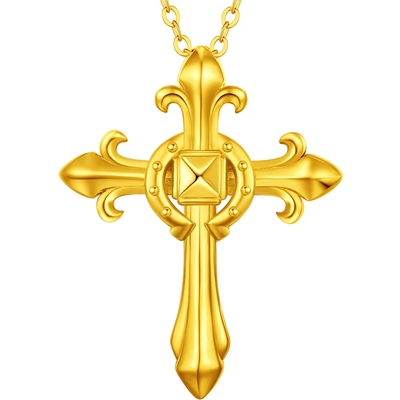 周大福马年生肖权杖黄金吊坠