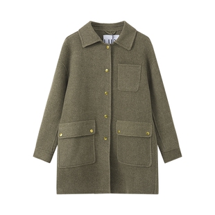 【100%羊毛】商场同款LILY2025新款巴恩风双面呢毛呢大衣外套女