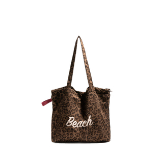 韩系慵懒风麂皮豹纹帆布包包大容量学生上课通勤手提购物袋单肩包